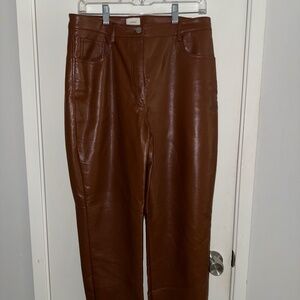 Aritzia UnReal Leather mid-rise, straight-leg pants